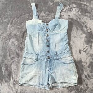 Noble Denim Shorts Overall Romper Size M.
